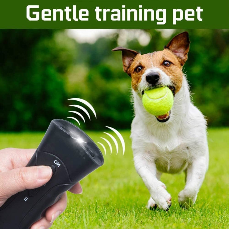 LED Flashlight Ultrasonic Dog Repeller Portable Dog Trainer, Colour: Single-headed Black(Colorful Package) by bashfashion