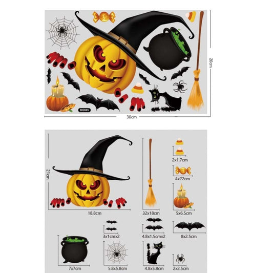 Halloween Decoration Static Wall Stickers(BQ045 Lying Window Pumpkin) by bashfashion