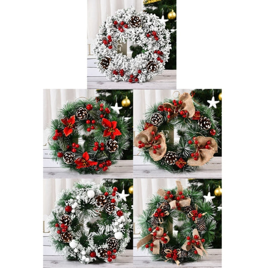 23cm Christmas Decoration Handmade Garland Wreath Door Hanging Window Props, Specification: Ordinary White Snow by bashfashion