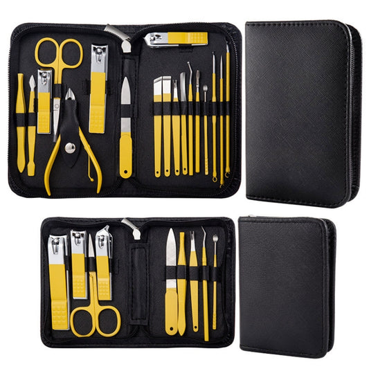 9 In 1 Nail Clipper Set Manicure Set Stainless Steel Nail Clipper Manicure Tool(Yellow) by bashfashion