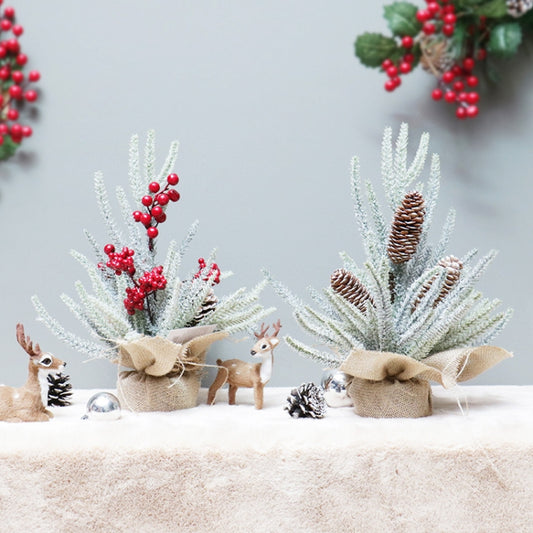 SYAF19 33cm Christmas Decorations Snow PE Mini Christmas Tree Plant(Red Fruit) by bashfashion