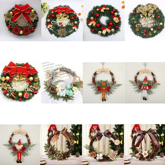 Christmas Decoration Wreath Garland Rattan Door Hanging, Specification: Double Bell Gift Pack by bashfashion