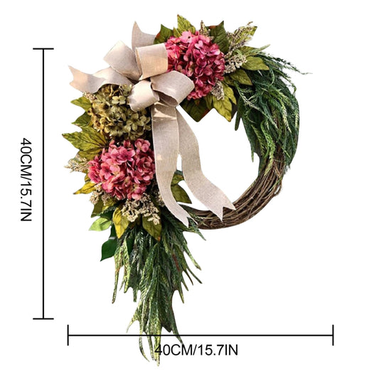 Garden Farmhouse Front Hanging Simulation Flower Ring Wreath Door Hanger by bashfashion
