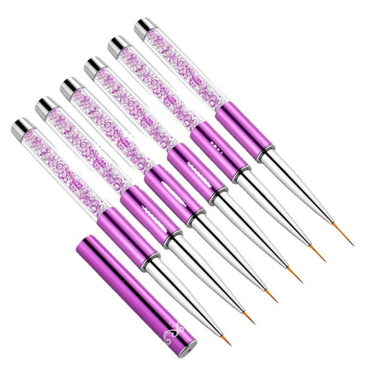 Nail Art Drawing Pen Purple Drill Rod Color Painting Flower Stripe Nail Brush With Pen Cover, Specification: 20mm by bashfashion