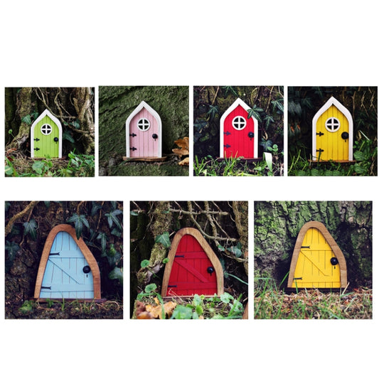 Courtyard Wooden Miniature Fairy Dwarf Door Tree Decoration(Window Door (Pink)) by bashfashion