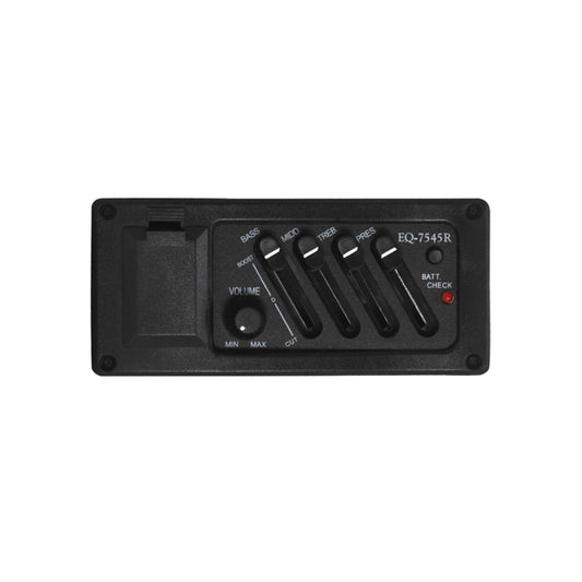 EQ-7545R Guitar Four-Band Equalizer EQ Wooden Guitar Modified Pickup Instrument Accessories(Black) by bashfashion