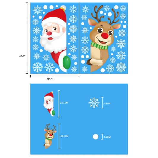 XC008 1set Christmas Window Grille Sticker Santa Claus Elk Glass Window Decoration by bashfashion
