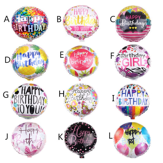 10 PCS 18-inch Round Happy Birthday Aluminum Film Balloons Birthday Party Scene Decoration Balloons(J) by bashfashion
