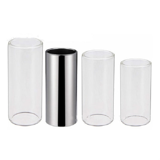 M02219 4 in 1 Plexiglass Slid Bar + Stainless Steel Slid Bar + Celluloid Guitar Finger Pick + Plastic Box Set by bashfashion