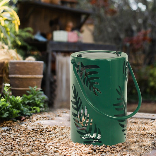 L3337 Solar Lawn Light Outdoor Waterproof Garden Decoration Hollow Leaf Iron Lantern(Green) by bashfashion