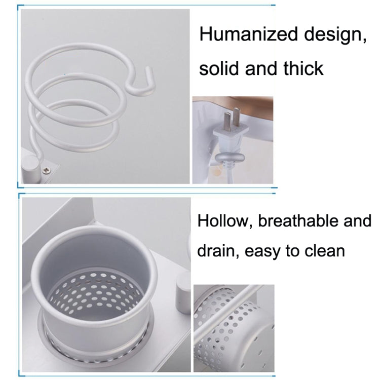 Space Aluminum Golden Hair Dryer Rack With Barrel (Silver) by bashfashion