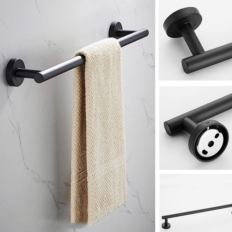 304 Stainless Steel With Grooved Bathroom Pendant Bathroom Shelf,Style: Black Single Rod 40cm by bashfashion