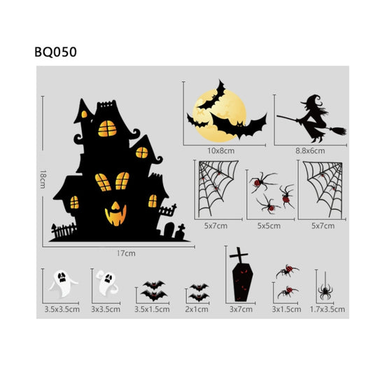 Halloween Decoration Stickers Pumpkin Lamp Spider Ghost Electrostatic Stickers,Style: BQ040ABCD-50-51 by bashfashion