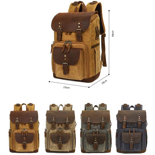 K-86 Casual Shoulder Camera Bag Contrast Waterproof Batik Canvas Single Digital Camera Photo Backpack(Khaki) by bashfashion