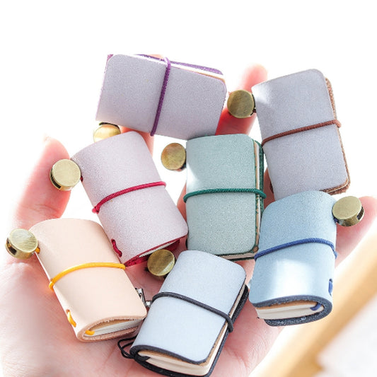 Ultra-Small Mini TN Hand Account Book Leather Notebook Portable Travel Diary(Primary Color) by bashfashion