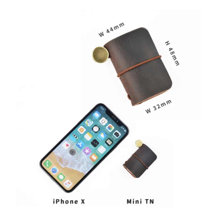 Ultra-Small Mini TN Hand Account Book Leather Notebook Portable Travel Diary(Crazy Horse Skin Coffee) by bashfashion