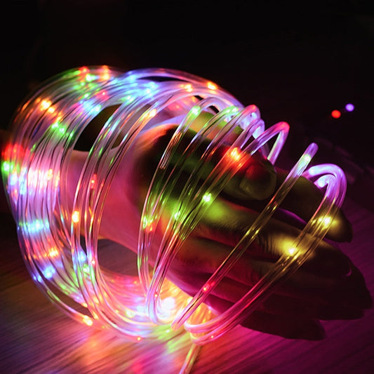 Holiday Party Decoration Tube String Lights LED Garden Decoration Casing Light with Remote Control, Spec: 12m 100 LEDs USB Powered(Color Light) by bashfashion