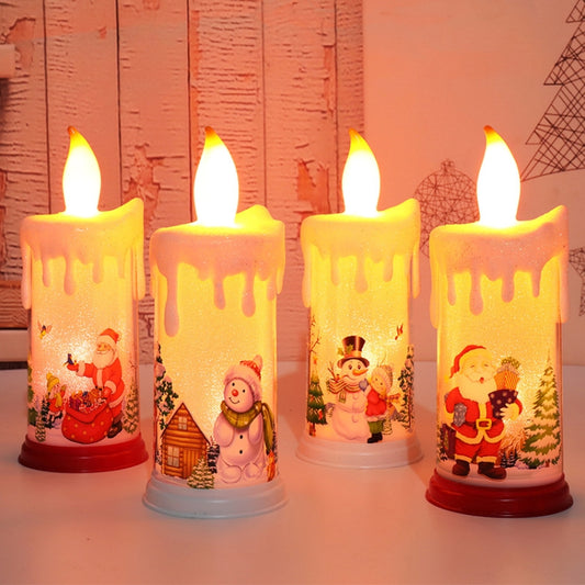 Christmas Decoration Night Light LED Simulation Flame Candle Light(A-Santa Claus) by bashfashion