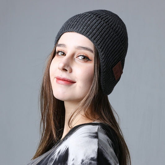 TR Ear-Covered Bluetooth Music Hat 5.0 Binaural Stereo Headphone Cap(Dark Gray) by bashfashion