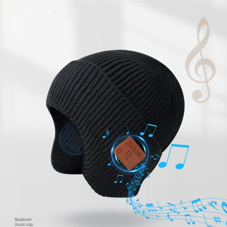 TR Ear-Covered Bluetooth Music Hat 5.0 Binaural Stereo Headphone Cap(Black) by bashfashion