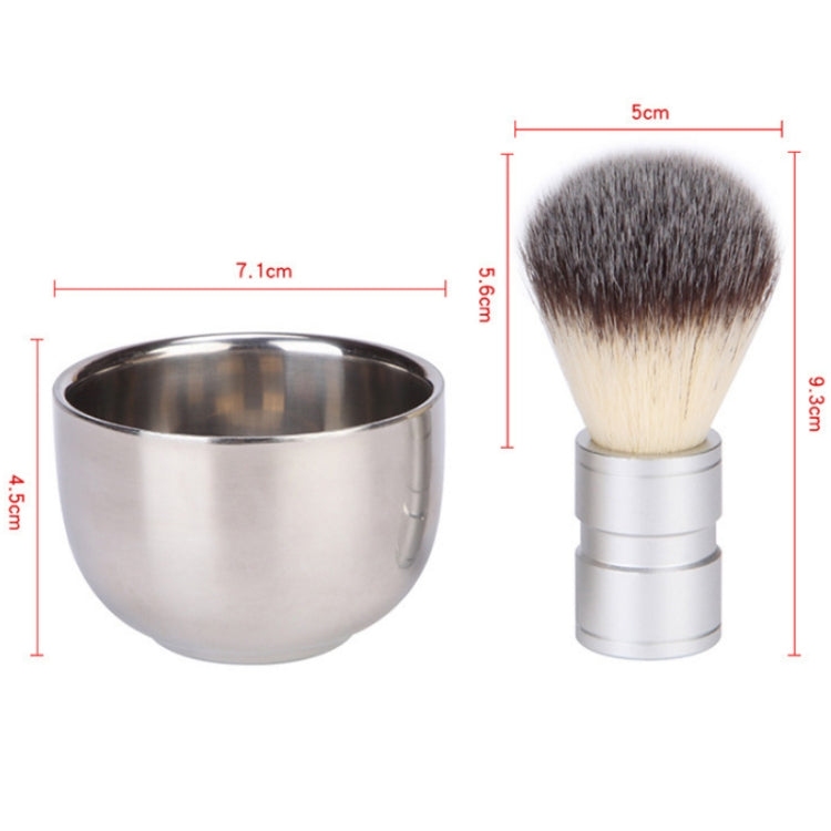 Stainless Steel Animal Hair Beard Brush Manual Stirring And Foaming Shaving Tool, Specification: Bowl + Brush by bashfashion
