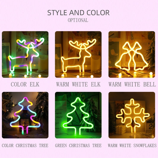 Christmas Decoration Neon Lights Wall-Mounted Ornaments, Spec: Tree-Colorful Light by bashfashion