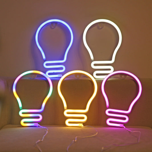 Bulb Neon Light Battery USB Dual-Power LED Decorative Modeling Lamp(Warm Light) by bashfashion