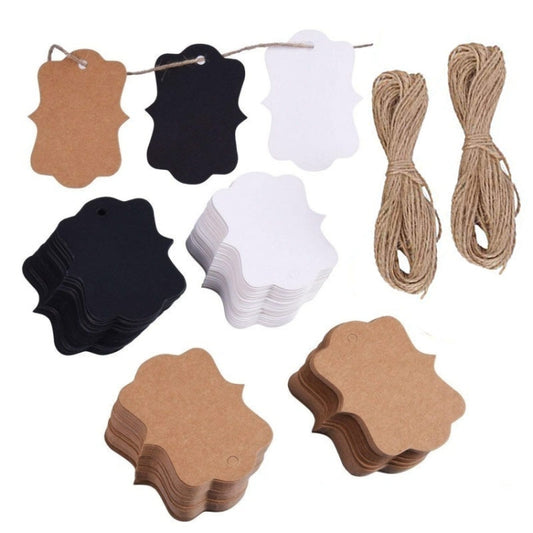 Gift Packaging Tag With Twine(100pcs /Pack Black) by bashfashion
