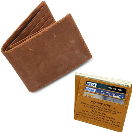 6003 Men Gift Crazy Horse Leather Lettering Laser Mark Wallet(Ve1708) by bashfashion