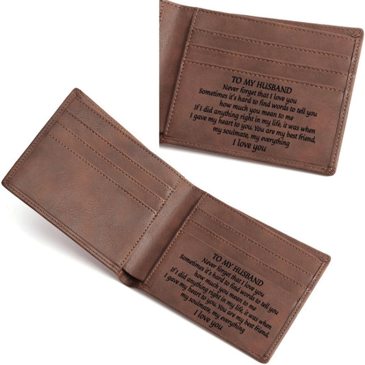 Vintage PU Leather Men Lettering Wallet(03 To Husband) by bashfashion