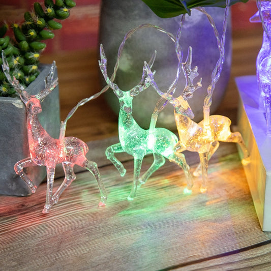 Christmas Elk String Lights Holiday Decoration, Spec: 6m 40 LEDs Battery Box(Colorful Light) by bashfashion