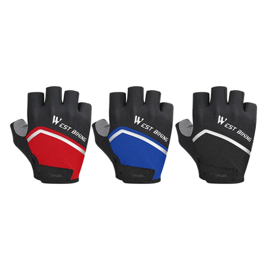 WEST BIKING YP0211222 Bicycle Riding Shock-Absorbing Half-Finger Gloves, Size: L(Black) by WEST BIKING