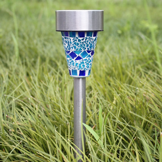 3 PCS H4011 Solar Outdoor Waterproof Mosaic Lawn Light(Blue) by bashfashion