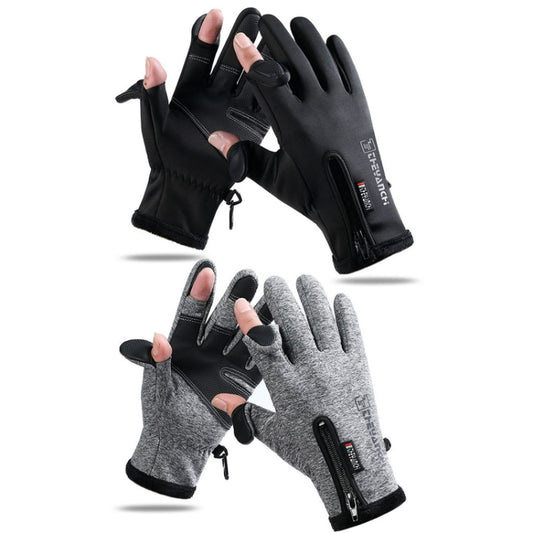 Outdoor Sports Riding Warm Gloves Touch Screen Fingerless Fishing Gloves, Size: XL(Grey) by bashfashion