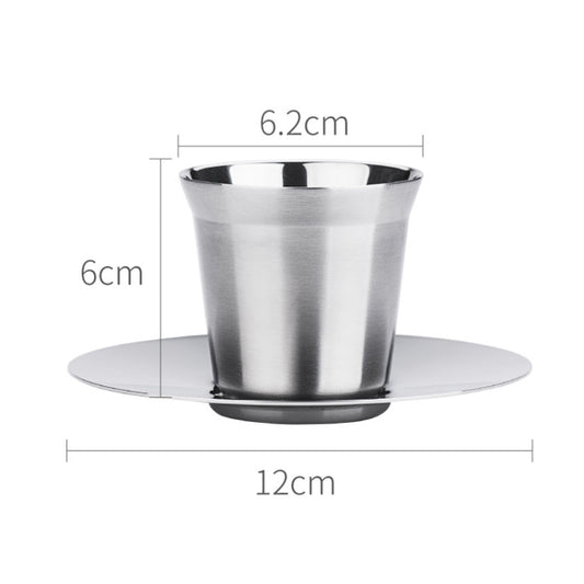 304 Stainless Steel Coffee Capsule Cup Double Insulation Coffee Cup, Style: Small Coffee Cup+Dish by bashfashion