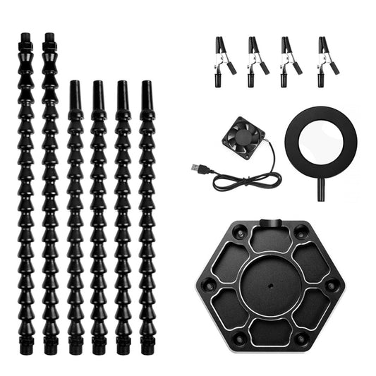 Six-Jaw LED Lamp Magnifying Glass Soldering Station with Fan(N-SS6LF-BK9) by bashfashion