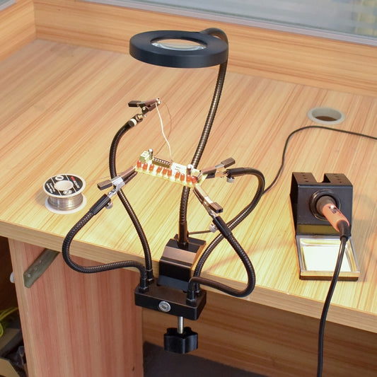 LED Lamp Magnifying Glass 360-Degree Adjustable Welding Table(T-SS5L-BK9) by bashfashion