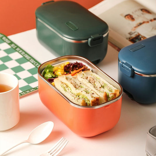 48W 1L 304 Stainless Steel Heating Lunch Box Can Be Plugged In 12V Car Plug(Orange) by bashfashion