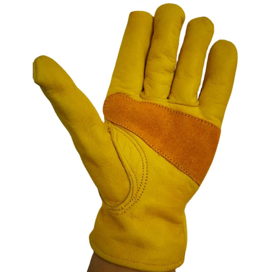 1 Pair JJ-1004 Outdoor Garden Welding Genuine Leather Labor Safety Gloves, Size: XL(Yellow) by bashfashion