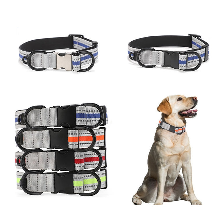 Dog Reflective Nylon Collar, Specification: L(Black buckle blue) by bashfashion