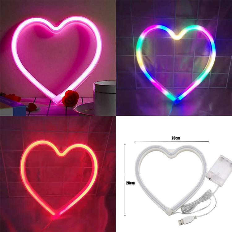 Neon LED Modeling Lamp Decoration Night Light, Power Supply: USB(Colorful Love Heart) by bashfashion