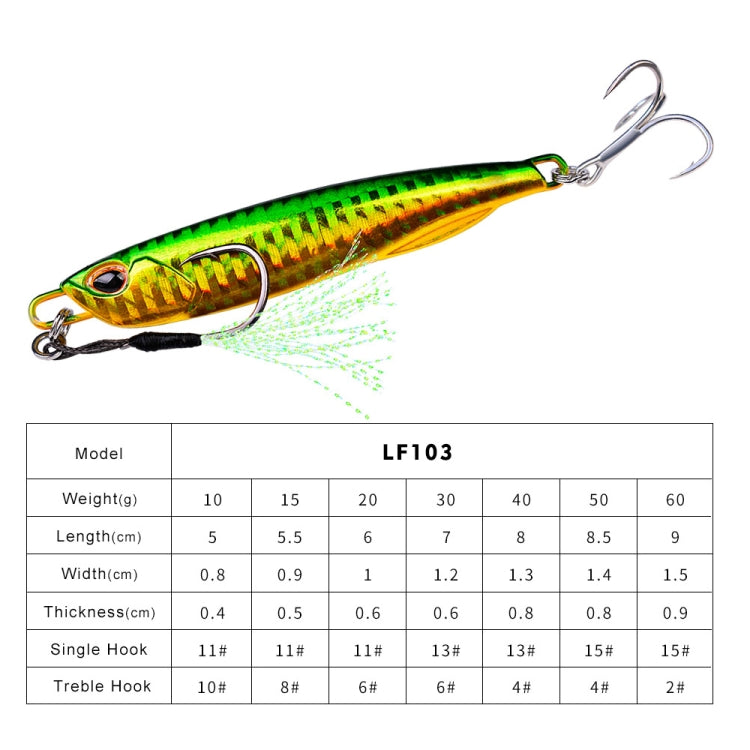 3 PCS PROBEROS LF103 Simulation Metal Sea Fishing Bait, Specification: 10g(D Luminous With Hook) by PROBEROS