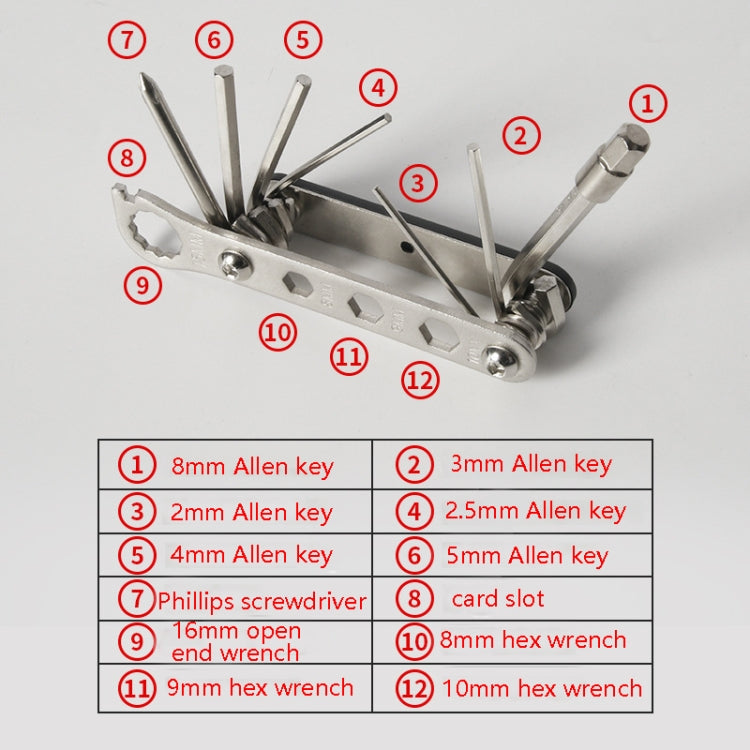 Bicycle 12 In 1 Portable Repair Tool(Black) by bashfashion