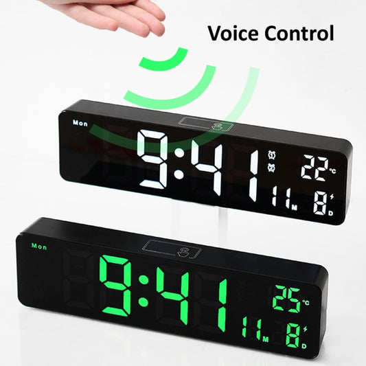 6625D LED Digital Alarm Clock Luminous Desktop Timer Temperature Display Alarm Clock( Black Shell Green Light) by bashfashion