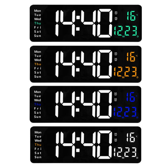 6626 Living Room Wall-Mounted Large Screen Display LED Digital Clock, Color: Green Temperature by bashfashion