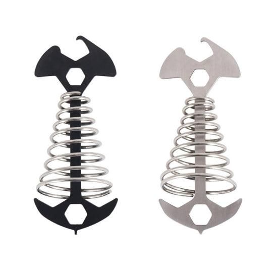 5 PCS Multifunctional Outdoor Camping Fishbone Nail Spring Hook Wind Rope Buckle(Black) by bashfashion