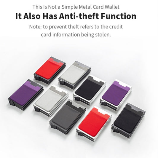 RFID Aluminum Alloy Anti-Degaussing Coin Card Holder(Black Purple) by bashfashion