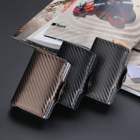 Baellerry K9172 RFID Double Aluminum Box Card Holder Automatic Pop-up Card Holder(Coffee) by Baellerry