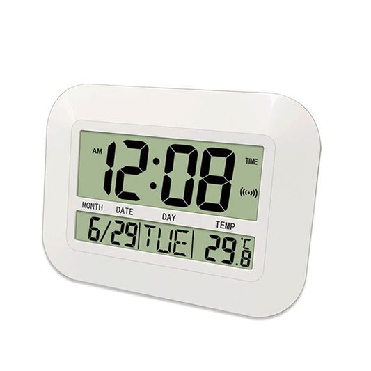 Household Big Screen Digital Electronic Alarm Clock Minimalist Living Room Mute Wall Clock(White) by bashfashion
