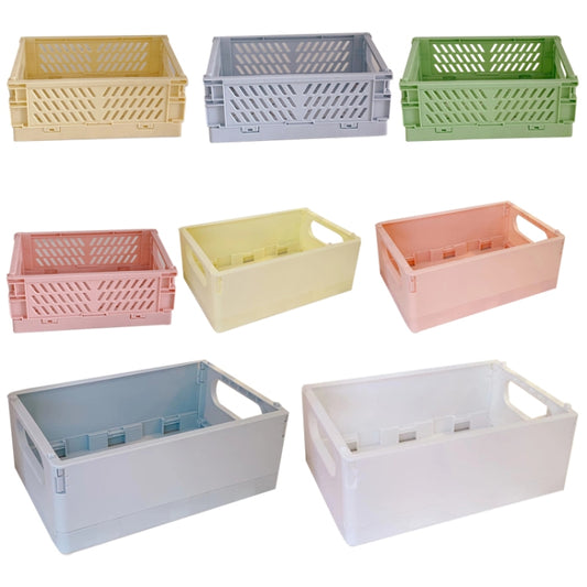 Student Desktop Organizer Folding Plastic Storage Box, Size: Small (Yellow) by bashfashion